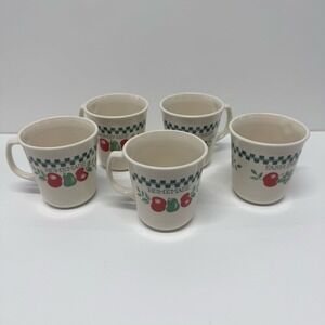 Corning Corelle VTG Farm Fresh Homemade Fruit Coffee Mugs Apple Pear Set of 5